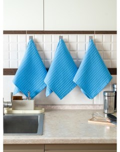 Набор вафельных полотенец 3 шт голубые Bio-textiles