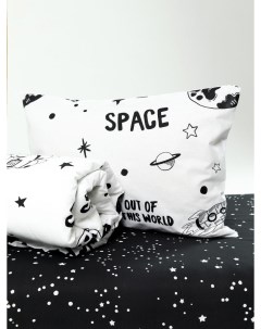 Комплект постельного белья Космонавты 1 5 спальный перкаль бело черный Ночь нежна