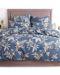 Комплект постельного белья Flower vines 1 5 спальный бязь синий Гутен морган