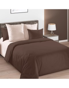 Комплект постельного белья Шоколадный пломбир евро макси перкаль коричневый Текс-дизайн