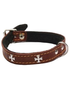 Ошейник для собак ВМ40618 коричневый украшенный кожаный на фетре ширина 2см Бим