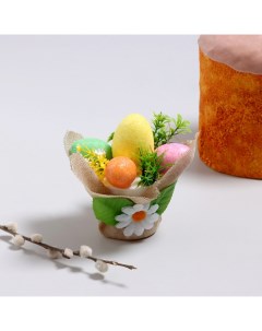 Пасхальный декор Корзинка с яйцами 11х11х12 см Nobrand