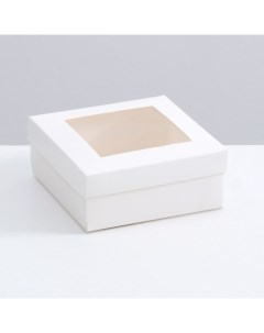 Коробка складная крышка дно с окном белая 12 х 12 х 5 см Upak land