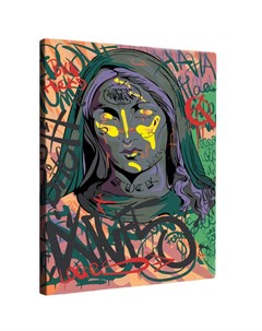Картина по номерам Современное искусство Девушка с граффити холст на подрамнике 40 x 6 Арт-студия unicorn