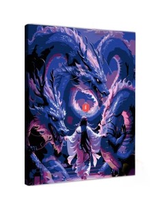 Картина по номерам Драконы с девушкой 40 x 50 см Арт-студия unicorn