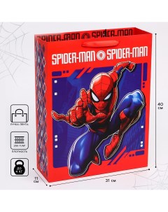 Пакет подарочный 31х40х11 см человек паук Marvel