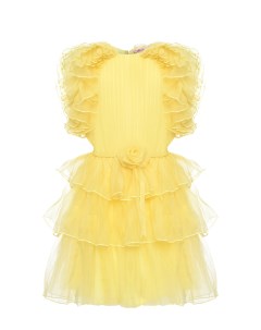 Платье с объемными рюшами желтое Miss blumarine