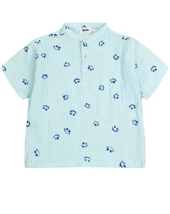 Рубашка с принтом смайлы голубая Molo