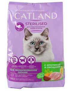 Сухой корм для кошек полнорационный для стерилизованных с кроликом и овощами 1 3 кг Catland