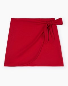 Красная льняная мини юбка с завязкой Gloria jeans