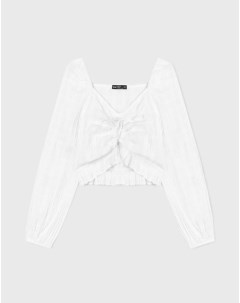 Белая укороченная блузка с завязкой Gloria jeans
