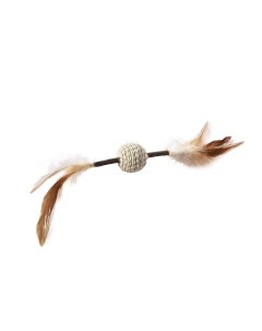 Игрушка для кошек Naturalness Плетеный мячик на палочке с перьями и мататаби 30х4см Foxie
