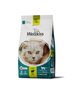 Сухой корм для стерилизованных кошек с ягненком 1 5 кг Wellkiss