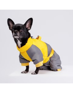 Комбинезон на замке для собак S желто серый Petmax