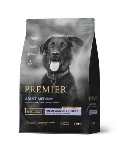 Dog Adult Medium сухой корм для взрослых собак средний пород Лосось и индейка 3 кг Premier