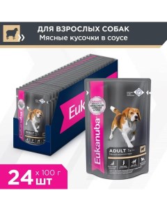 Dog пауч для взрослых собак кусочки в соусе Ягненок 100 г упаковка 24 шт Eukanuba