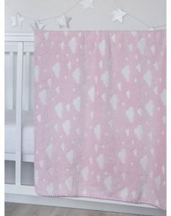 Плед плюшевый 100х118 Облака для новорожденных в кроватку коляску розовый Baby nice