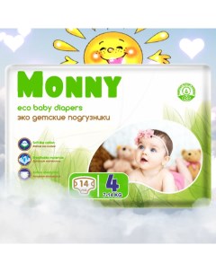 Детские подгузники Eco 4 7 14 кг 14 шт Monny