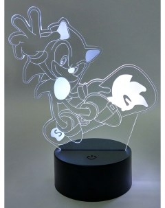 Настольный 3D светильник ночник Соник на сноуборде Sonic 7 цветов usb 18 5 см Starfriend