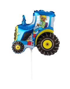 Шар фольгированный 14 Трактор синий фигура 5 шт Grabo
