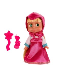Кукла Маша и Медведь 15 см без звука в розовом платье в коробке Карапуз