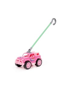 Игрушка каталка автомобиль Легионер с ручкой розовый П 63905 Полесье