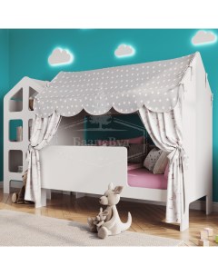 Кровать детская 85х163 5х155 см Базовый с текстилем вход справа Базисвуд