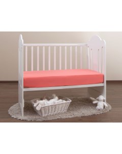 Простыня на резинке в детскую кроватку розовая Хлопковый край