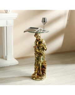 Стол декоративный Девушка с птицами золото 38х38х80 см Nobrand