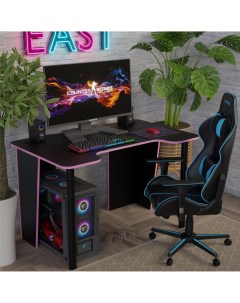 Стол компьютерный геймерский черный с розовой кромкой черные ножки Nobrand