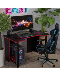 Стол компьютерный геймерский черный с красной кромкой черные ножки Nobrand