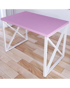 Стол кухонный Loft с крестообразными ножками 100x60х75 розовый с белыми ножками Solarius