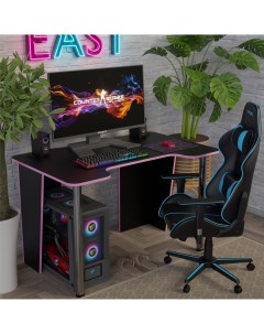 Стол компьютерный геймерский черный с розовой кромкой Nobrand