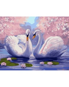 Картина по номерам Лебеди среди лотоса 40x50 Вангогвомне