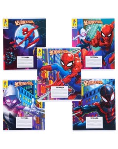 Тетрадь 18 листов линейка 5 видов МИКС Человек паук Marvel