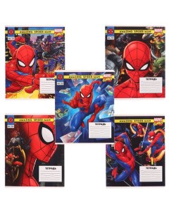 Тетрадь 12 листов 5 видов МИКС клетка Человек паук Marvel