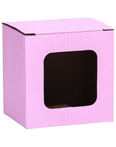 Коробка под кружку с окном розовая 12 х 9 5 х 12 см 10 шт Русэкспресс
