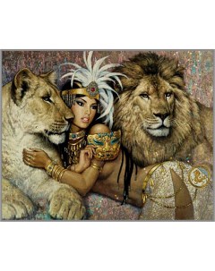 Алмазная мозаика Клеопатра со львами 50x40 см Милато