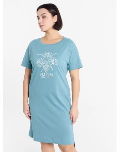 Сорочка ночная женская дымчато голубая с печатью Mark formelle