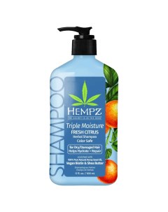 Шампунь Тройное увлажнение Triple Moisture Daily Herbal Replenishing Shampoo 500 мл Hempz (сша)