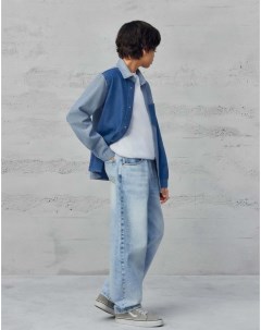 Джинсовая рубашка колор блок для мальчика Gloria jeans
