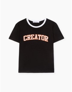 Чёрная футболка с вышивкой Creator Gloria jeans