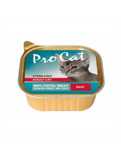 Корм для кошек для стерилизованных паштет с говядиной ламист 100г Pro cat