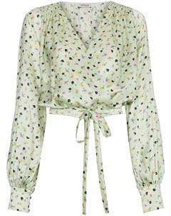Attico блузка с запахом и цветочным принтом 42 зеленый Attico