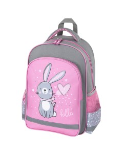 Рюкзак SCHOOL Adorable bunny формоустойчивая 1 отделение серый розовый 270654 Пифагор