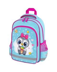 Рюкзак SCHOOL Smart penguin формоустойчивая 1 отделение бирюзовый розовый 271403 Пифагор
