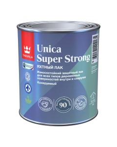 Лак алкидно уретановый яхтный Unica Super Strong основа EP бесцветный 0 9 л высокоглянцевый Tikkurila