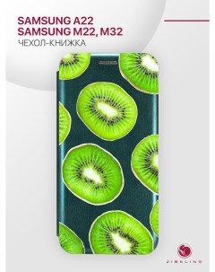 Чехол Для Samsung A22 С Рисунком С Магнитом Изумрудный С Принтом Киви Zibelino