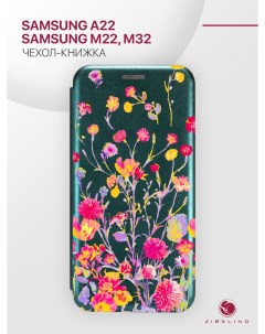 Чехол Для Samsung A22 С Рисунком С Магнитом Изумрудный С Принтом Цветочный Принт Zibelino