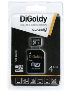 Карта памяти Micro SDHC 4Гб 4GB microSDHC Class10 Digoldy